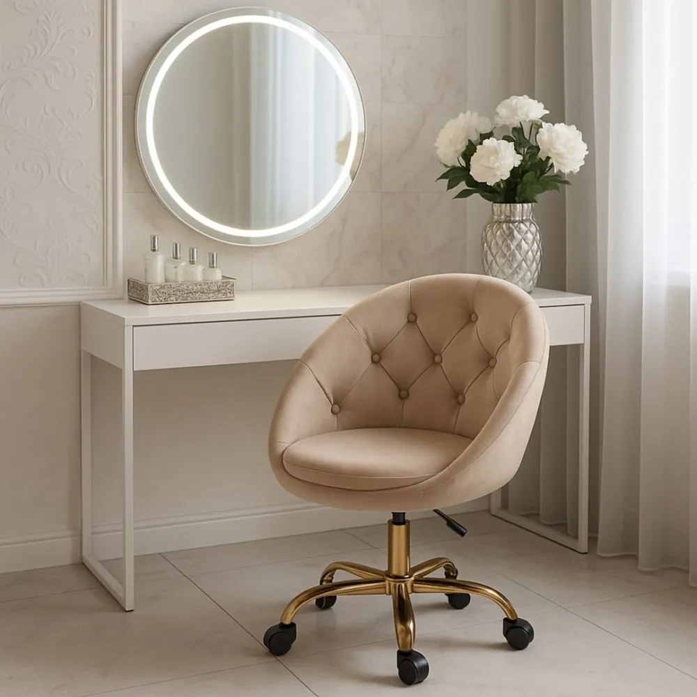 Кадифен офис стол RUNDO Бежово