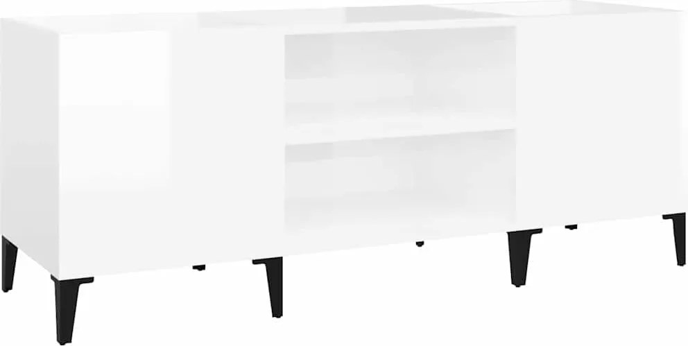 831935 vidaXL Шкаф за грамофонни плочи бял гланц 121x38x48 см инженерно дърво