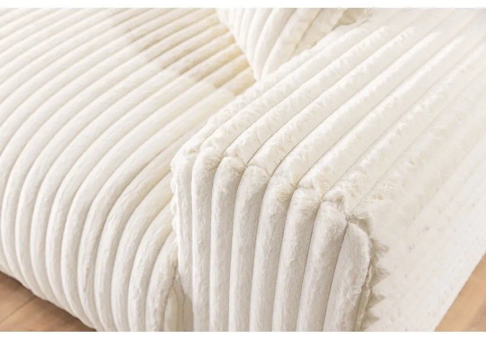 Кремав разтегателен ъглов диван от рипсено кадифе с място за съхранение (ляв ъгъл) Sarina – Ropez