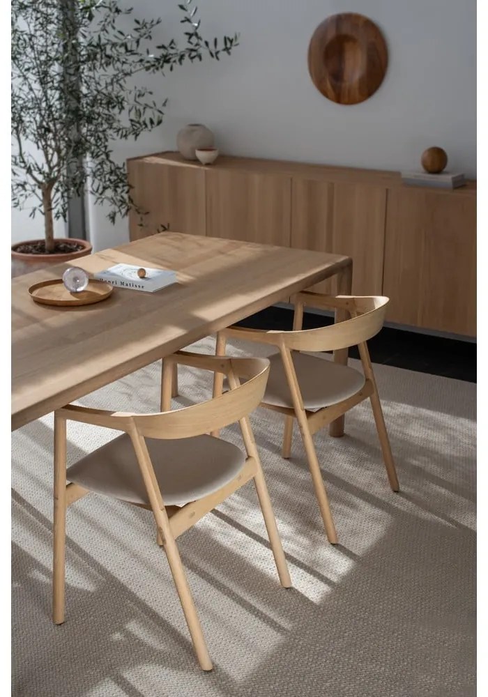 Трапезен стол от масивна дъбова дървесина със синьо-сива седалка Muna - Gazzda