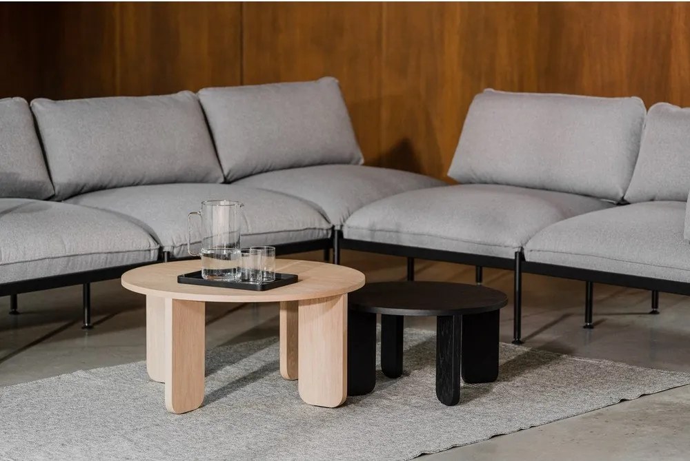 Черна кръгла масичка за кафе с дъбов плот ø 55 cm Kuvu – noo.ma