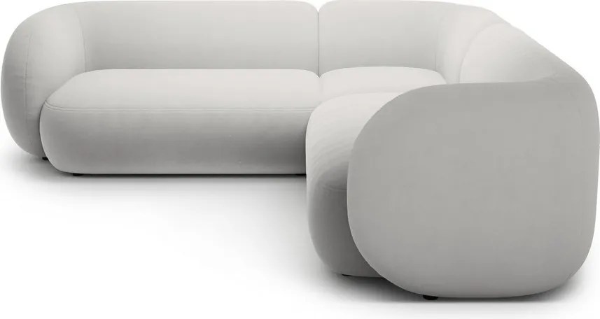 Светлосив кадифен ъглов диван Kate – Micadoni