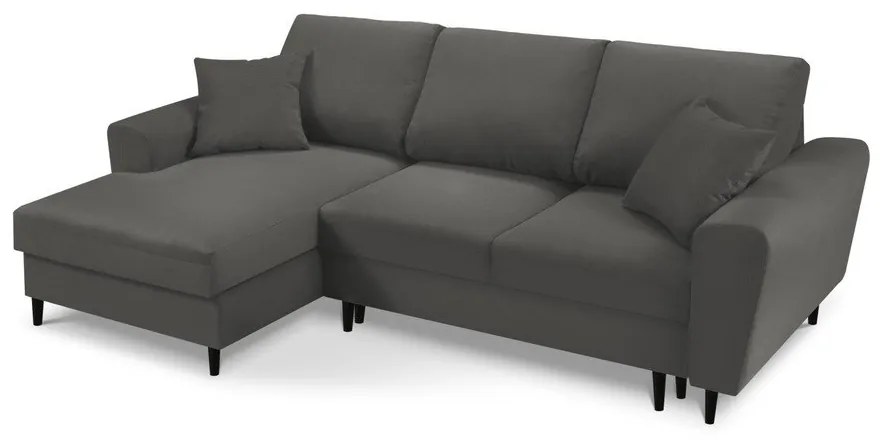 Тъмносив разтегателен ъглов диван с място за съхранение от рипсено кадифе (ляв ъгъл) Kyoto – Cosmopolitan Design