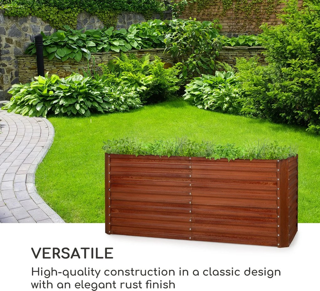 Blumfeldt Rust Grow, повдигната градинска леха, поцинкована стоманена повърхност, ръждив цвят