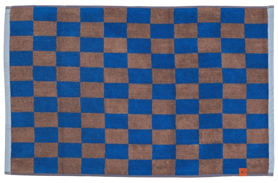 Синьо-кафяв килим за баня от органичен памук 50x80 cm Retro – Mette Ditmer Denmark