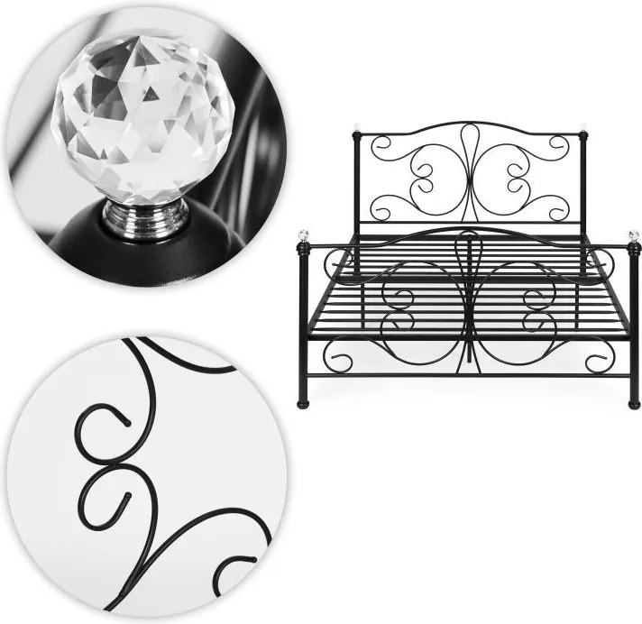 Модерно метално легло със стабилна рамка и висока табла Ширина: 160 см Дължина: 200 см