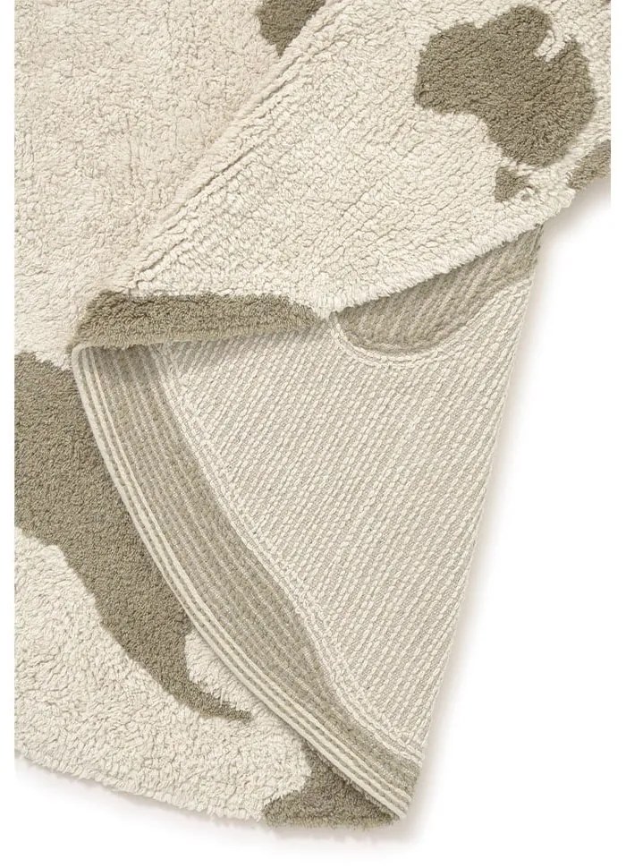 Ръчно изработен памучен детски килим подходящ за пране в зелен и кремав цвят ø120 cm World Map – Lorena Canals