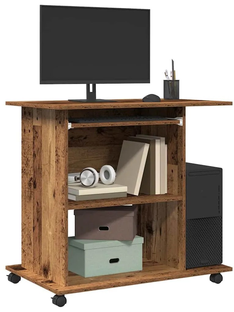 856052 vidaXL Компютърно бюро от старо дърво 80x50x75 cm Инженерна дървесина