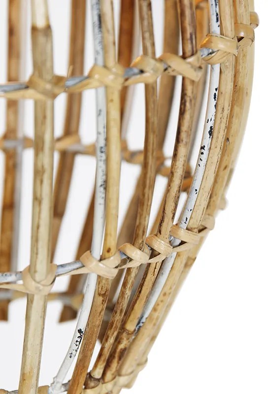 Висяща лампа от бамбук с бяла овална 3-светлинна - Canna Capsule