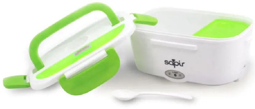 Електрическа кутия за храна SAPIR SP 1177 AH, 40W, 1.5 литра, Две отделения, Клапан за пара, Бял/зелен