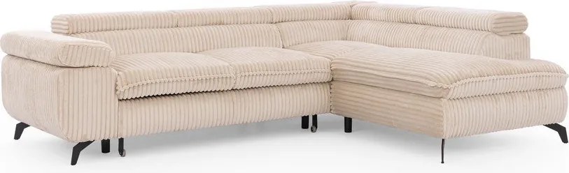 Бежов ъглов диван от рипсено кадифе (десен ъгъл L форма) Marbeya – Ropez
