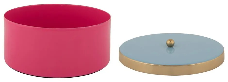 Розова декоративна метална кутия за съхранение ø 16x6 cm Double Funky – PT LIVING