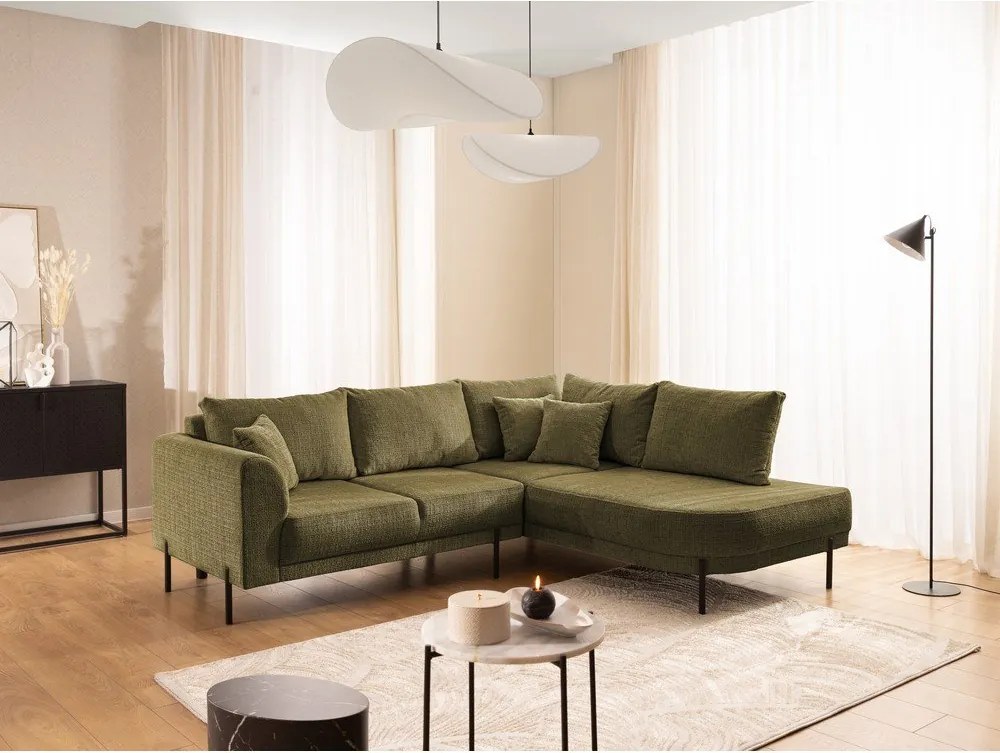 Зелен шенилов ъглов диван (десен ъгъл/L форма) Mauris – Ropez