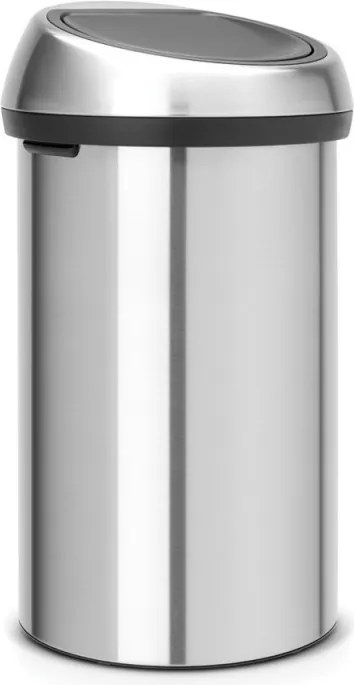 Кош за боклук Brabantia Touch Bin 647255, 60 л, Плавно и безшумно отваряне, Устойчив на пръстови отпечатъци, Инокс/мат