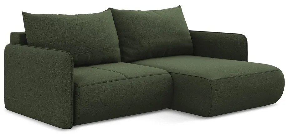 Зелен разтегателен ъглов диван с място за съхранение (десен ъгъл) Nanea – Makamii