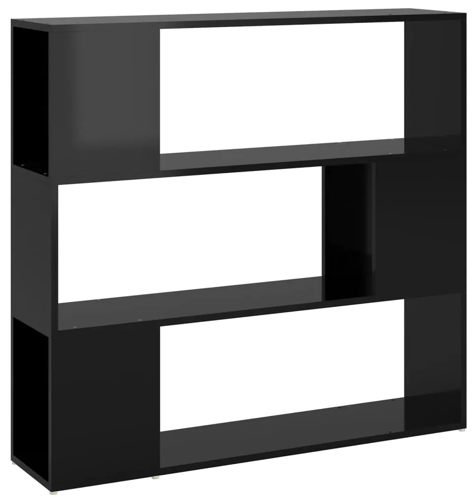 809186 vidaXL Библиотека/разделител за стая, черен гланц, 100x24x94 см