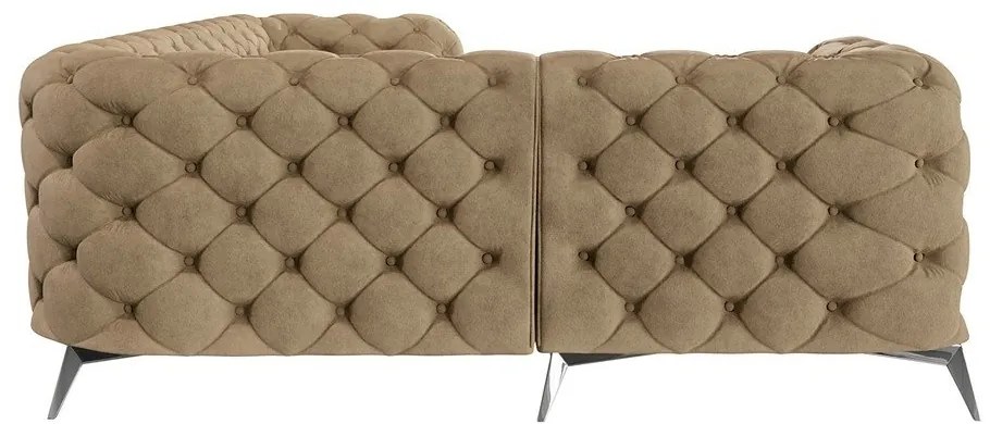 Светлокафяв кадифен ъглов диван (ляв ъгъл/L форма) Chelsea – Ropez