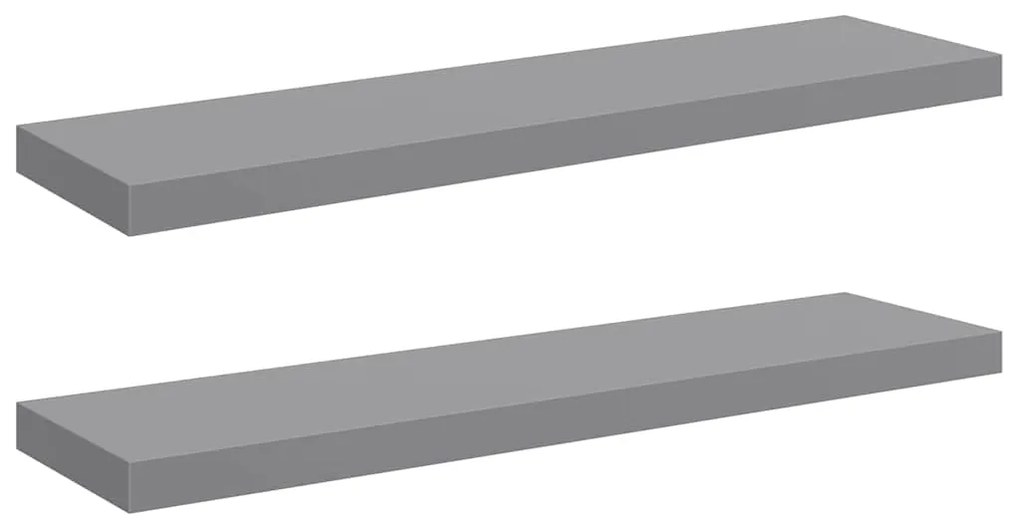 323860 vidaXL Окачени стенни рафтове, 2 бр, сиви, 90x23,5x3,8 см, МДФ
