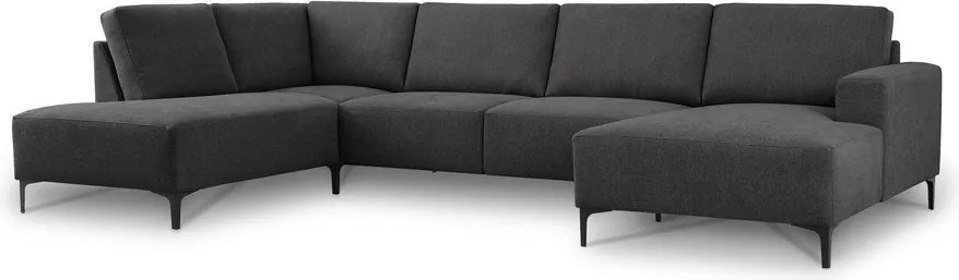 Антрацитен шенилов ъглов диван (ляв ъгъл/U форма) Fabian – Scandic