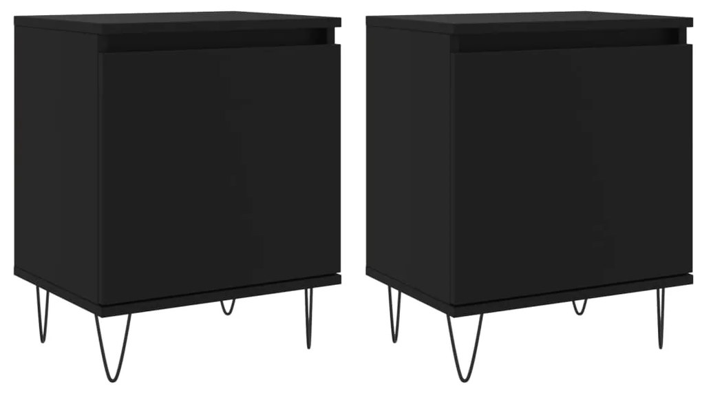 826831 vidaXL Нощни шкафчета 2 бр черни 40x30x50 см инженерно дърво