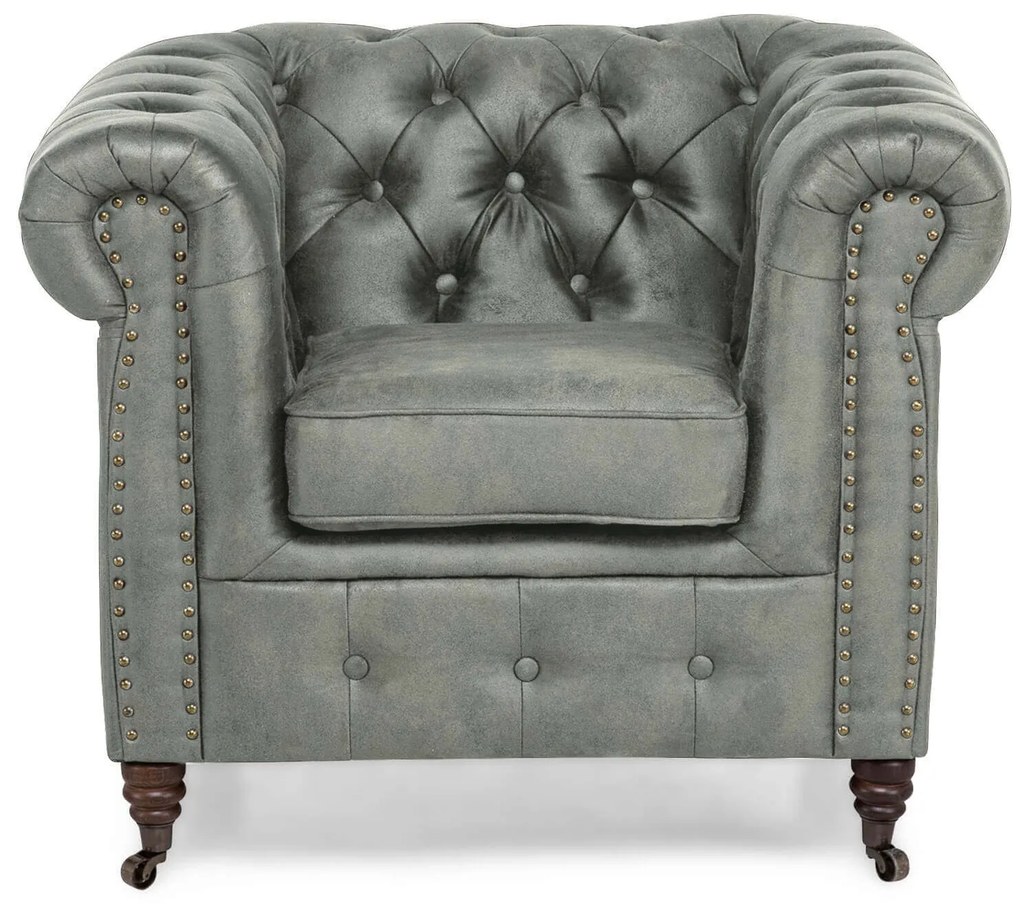 Фотьойл Chesterfield във винтидж зелено, 94х86х80 см