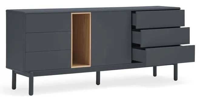 Тъмно сив нисък скрин 180x76 cm Corvo - Teulat