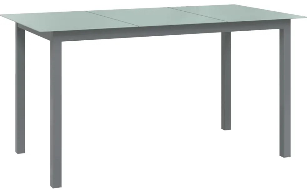 312204 vidaXL Градинска маса, светлосива, 150x90x74 см, алуминий и стъкло