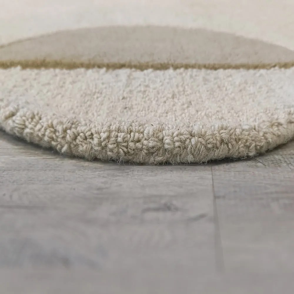 Сиво-бежова ръчно изработена вълнена пътека 80x230 cm Mia Scallop Frame – Flair Rugs