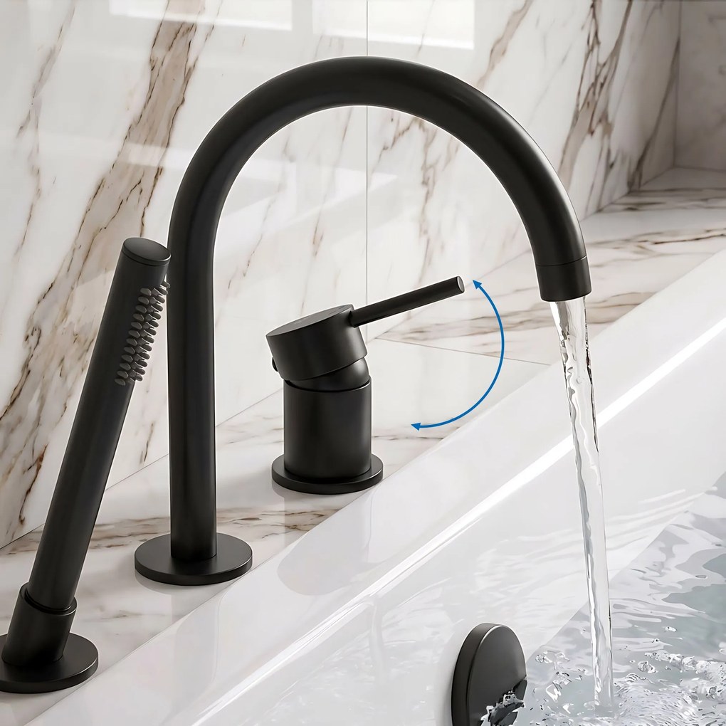Смесител за Вана с 3 Отвора Rea Lungo Black