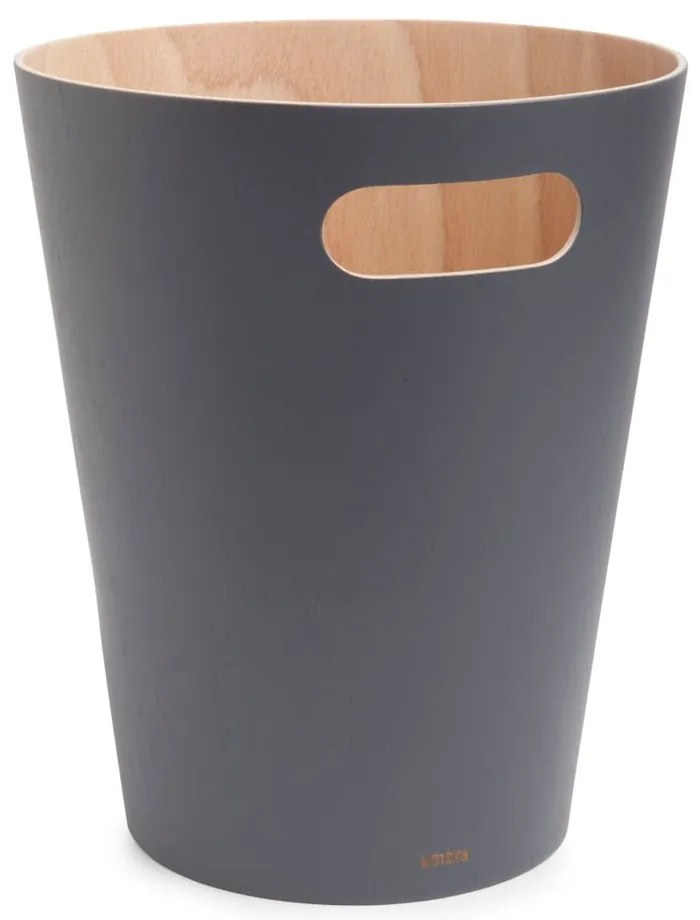 Тъмносиво офис кошче за боклук 7,5 l Woodrow – Umbra