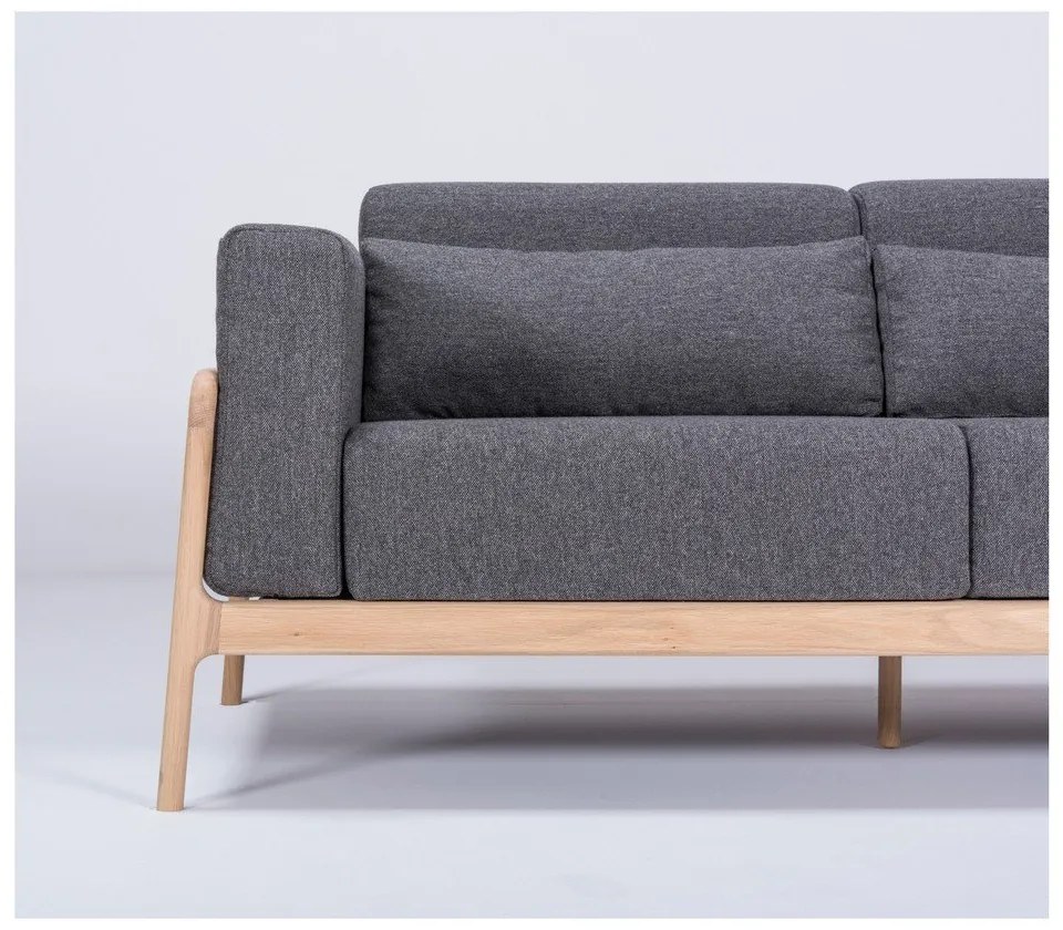 Тъмно сив диван със структура от дъбово дърво , 180 см Fawn - Gazzda