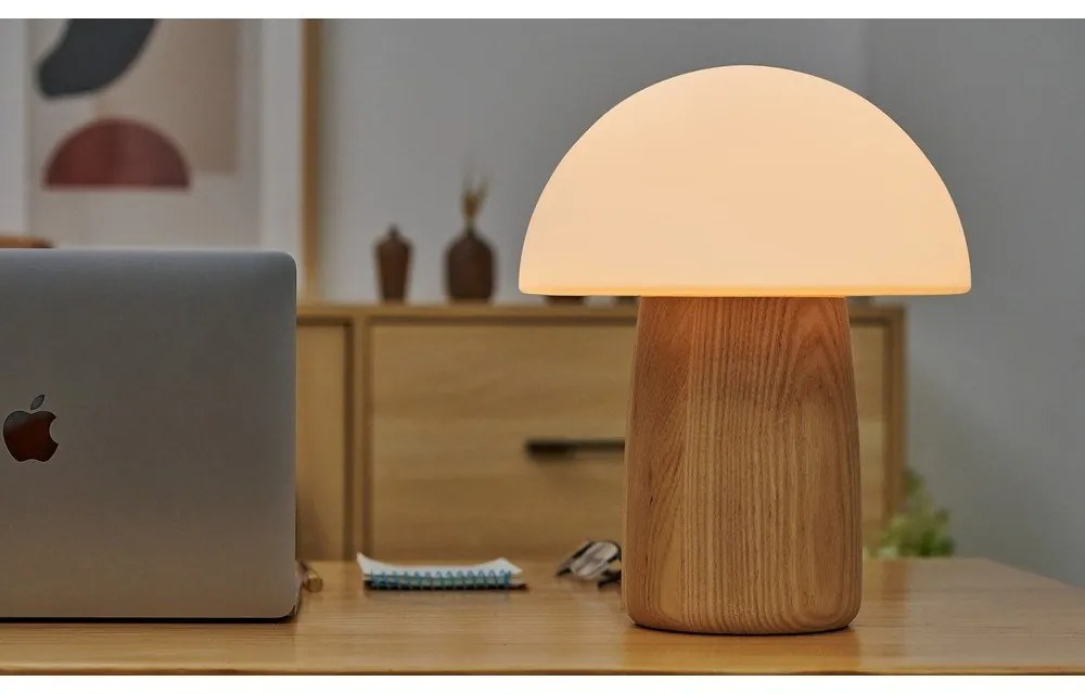 Настолна лампа с възможност за затъмняване в естествен цвят и стъклен абажур (височина 32 см) Alice - Gingko