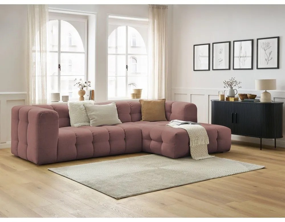 Светлорозов ъглов диван (десен ъгъл) Cloud – Bobochic Paris