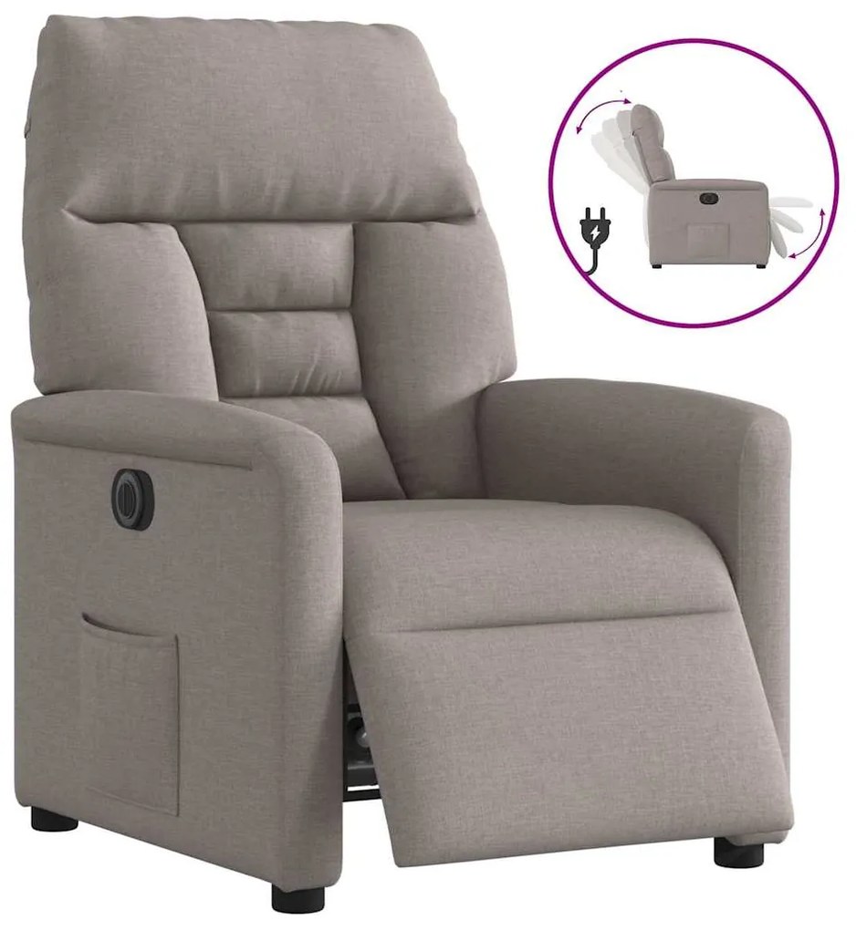 3303019 vidaXL Електрически реклайнер стол, таупе, текстил