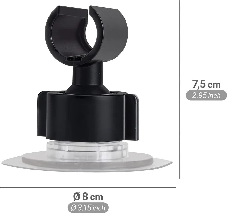 Черен пластмасов държач за душ слушалка без пробиване Libertà – Wenko