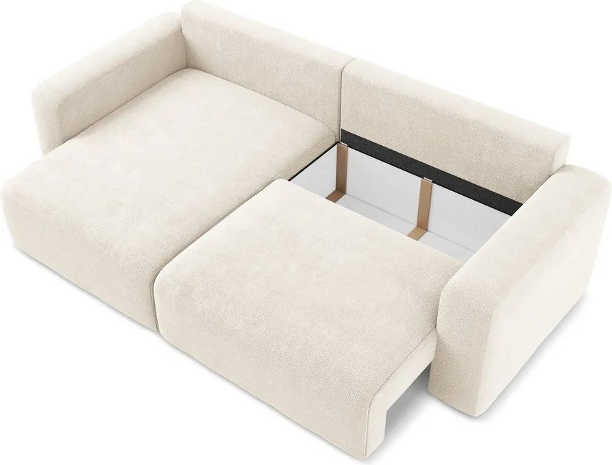 Кремав шенилов сгъваем/с място за съхранение ъглов диван (ляв ъгъл) Kona – Makamii