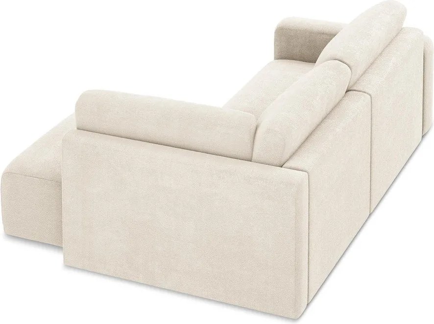 Кремав шенилов сгъваем/с място за съхранение ъглов диван (десен ъгъл/L форма) Kona – Makamii