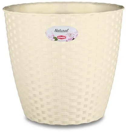 Stefanplast - Кръгла кашпа Natural Line 14 см - крема