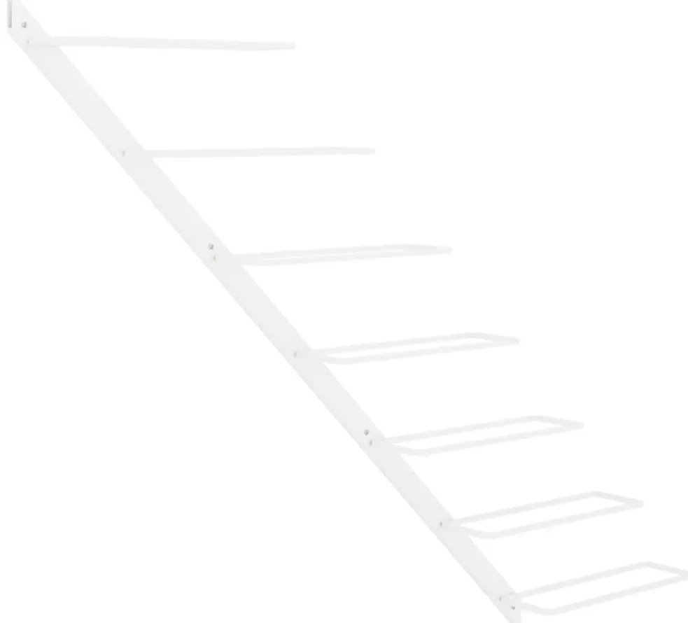 340896 vidaXL Стойка за вино за 7 бутилки, стенен монтаж, бяла, метал