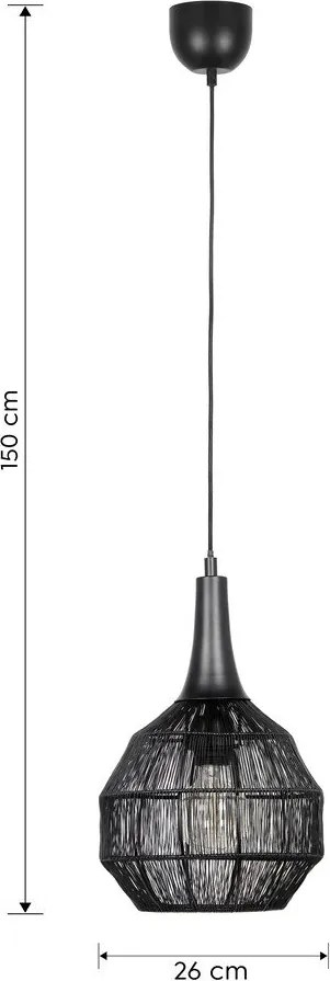 Матово черно висящо осветително тяло с метален абажур Soraya – Trio