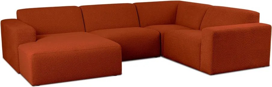 Ъглов диван от букле в тухлен цвят ("U" форма) Roxy – Scandic