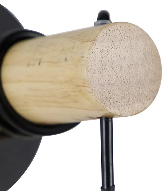 Рустикална стенна лампа черна с дърво - Dami Frame