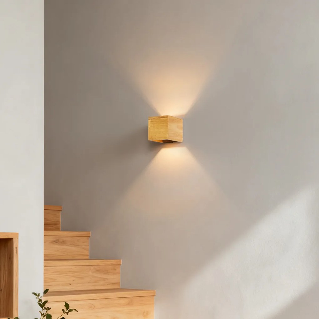 Ръстична стенна лампа дъбов - Transfer