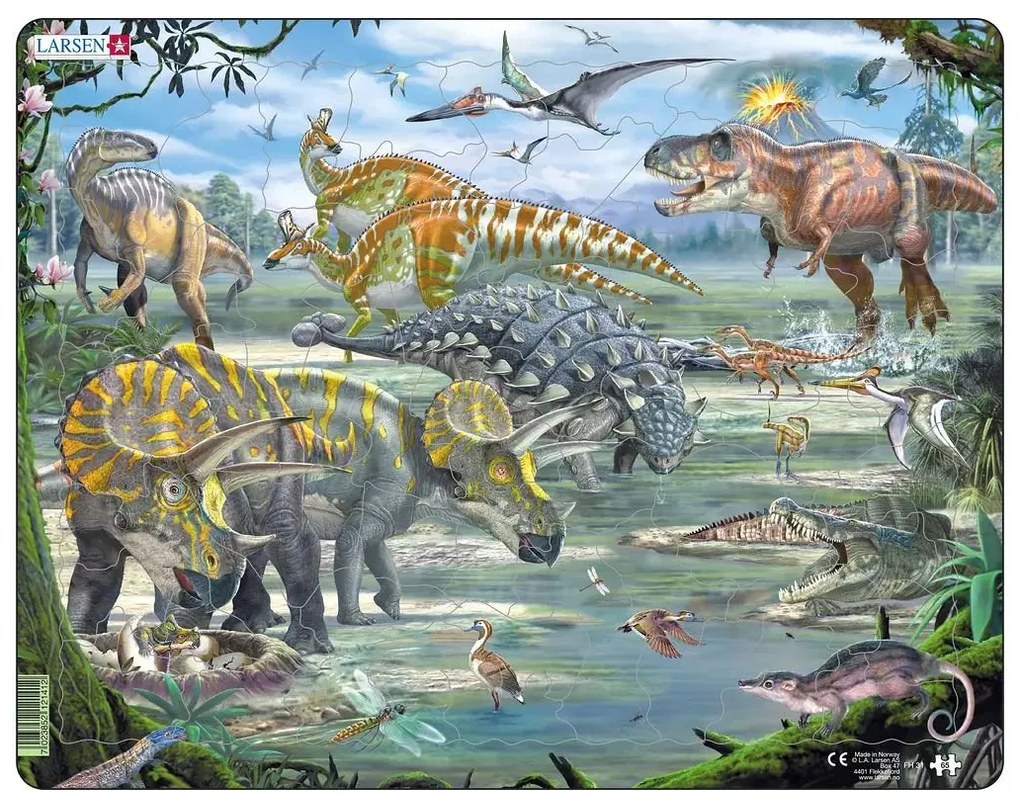 Larsen - Пъзел: Детски – "Динозаври" - 65 части, голям