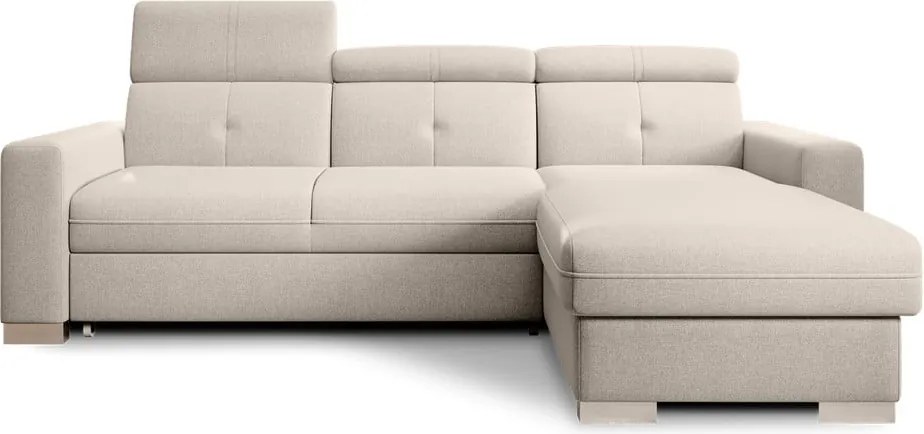 Бежов разтегателен ъглов диван с място за съхранение (десен ъгъл) Fresia – ELTAP