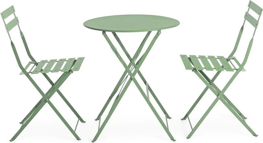 Светлозелен стоманен градински комплект за хранене за 2 Austin – Bizzotto