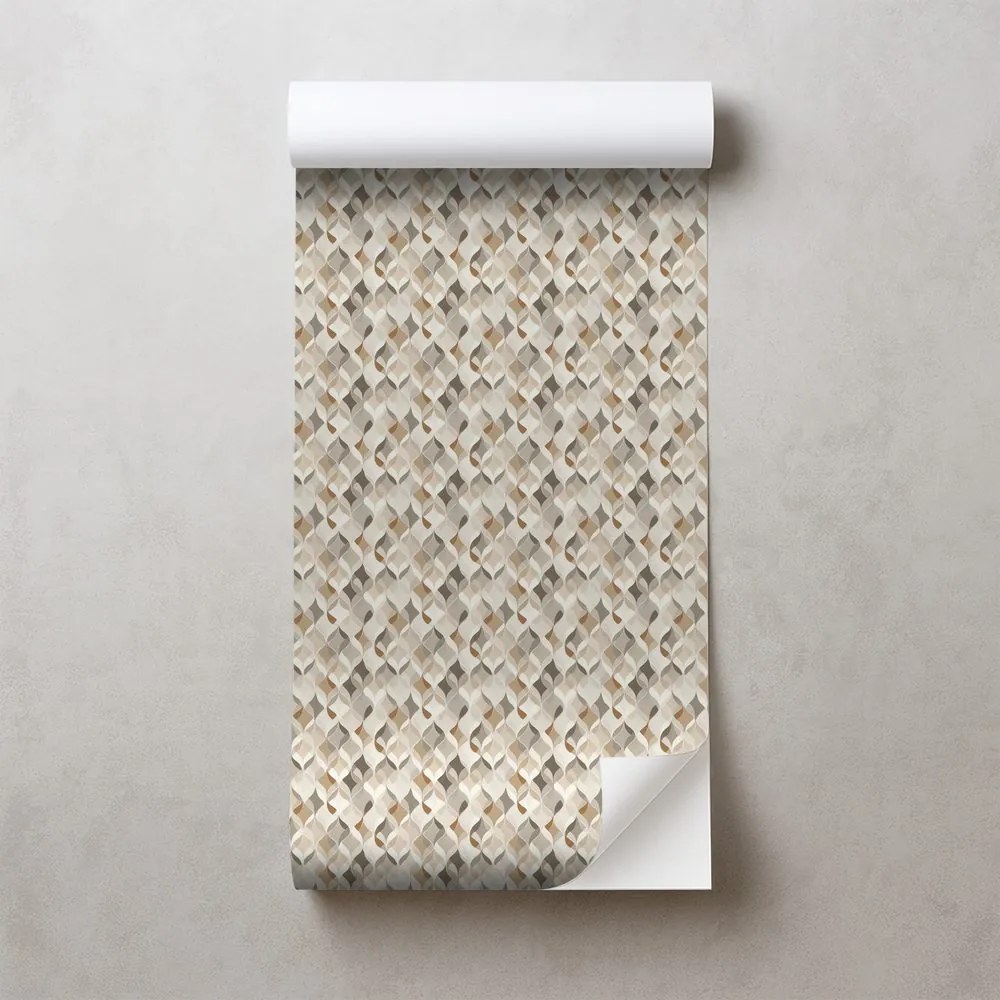 Самозалепващ тапет – Бежова геометрия с пространствен ефект