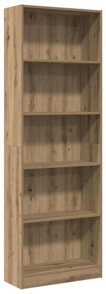 857829 vidaXL Библиотека, дъб артизан, 60x24x176 см, инженерно дърво