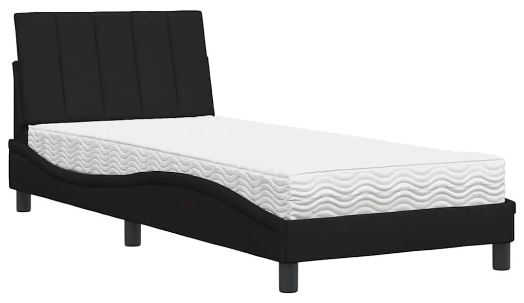3310498 vidaXL Легло с матрак Hanko, черно, 90x190 см, плат