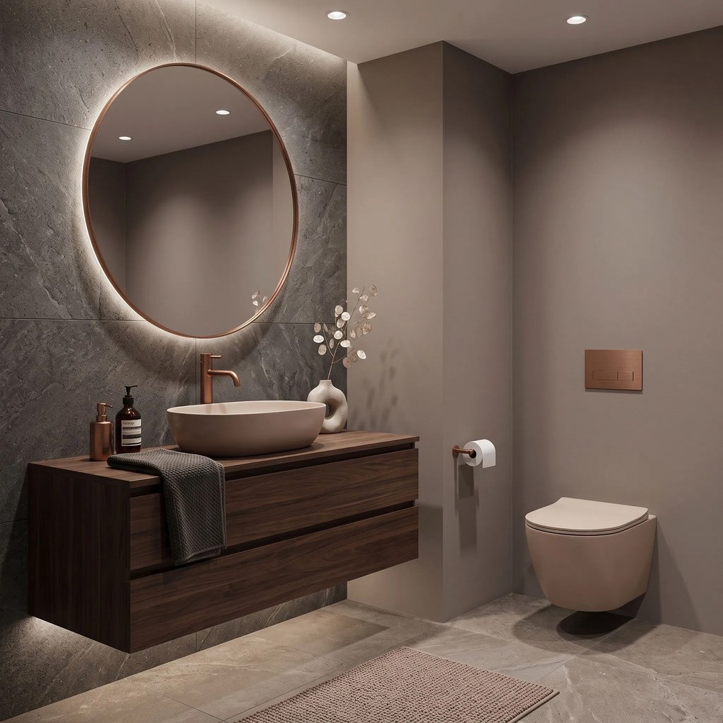 Комплект Конзолна WC Чиния Focus + Умивалник за Плот Rea Focus Taupe